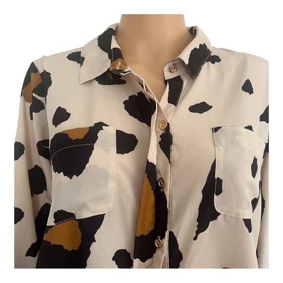 GB boxy cropped lightly spotted leopard print detail back long sleeves XL - Picture 4 of 13